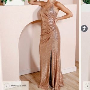 Revelry Rory Sequin Dress Gold
